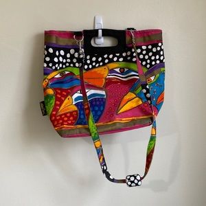 Laurel Burch shoulder bag/grocery getter duffle bag polkadots bag